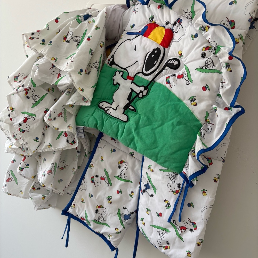 NWOT Vintage Snoopy baby bedding set GOLF theme